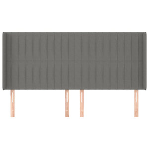 Testiera ad Orecchio-Testata con Orecchie GrigioScuro 183x16x118/128cm inTessuto 209716