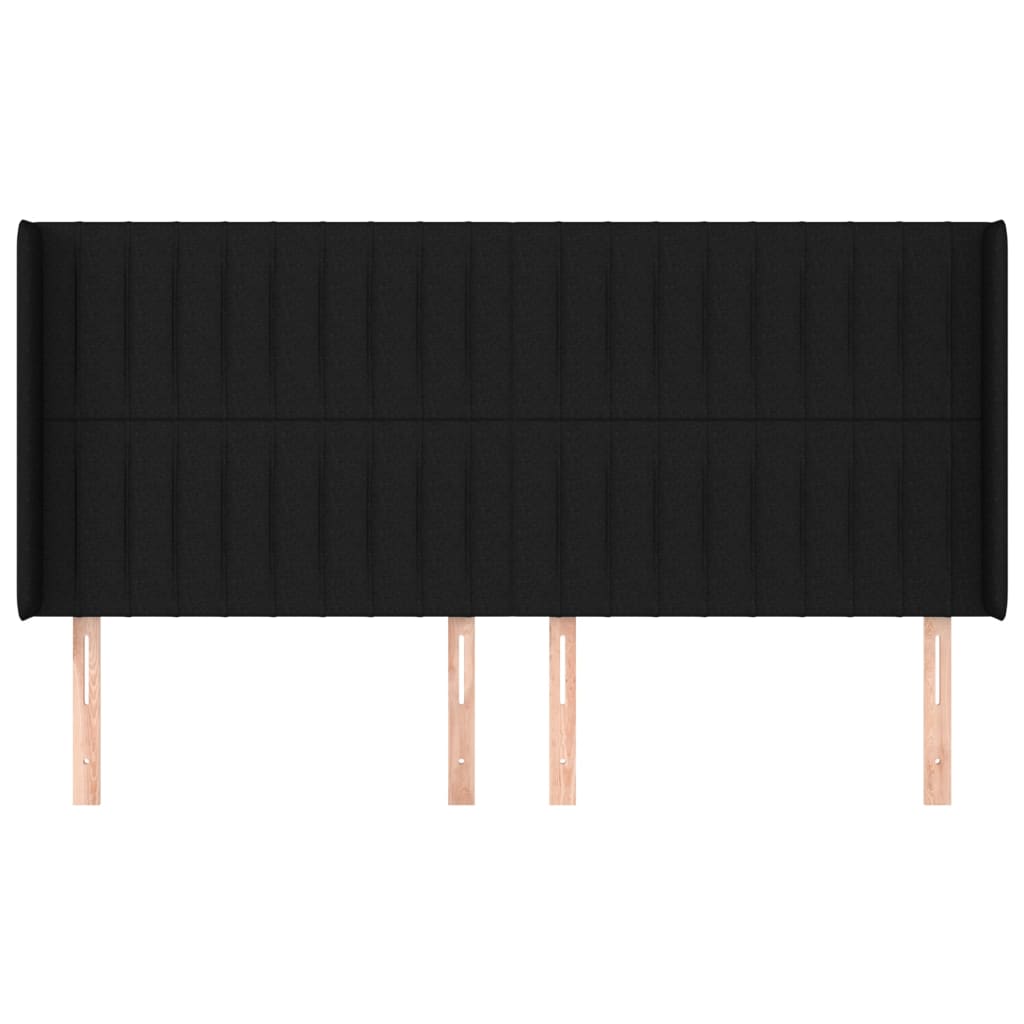 Testiera ad Orecchio-Testata con Orecchie Nera 203x16x118/128 cm in Tessuto 273137