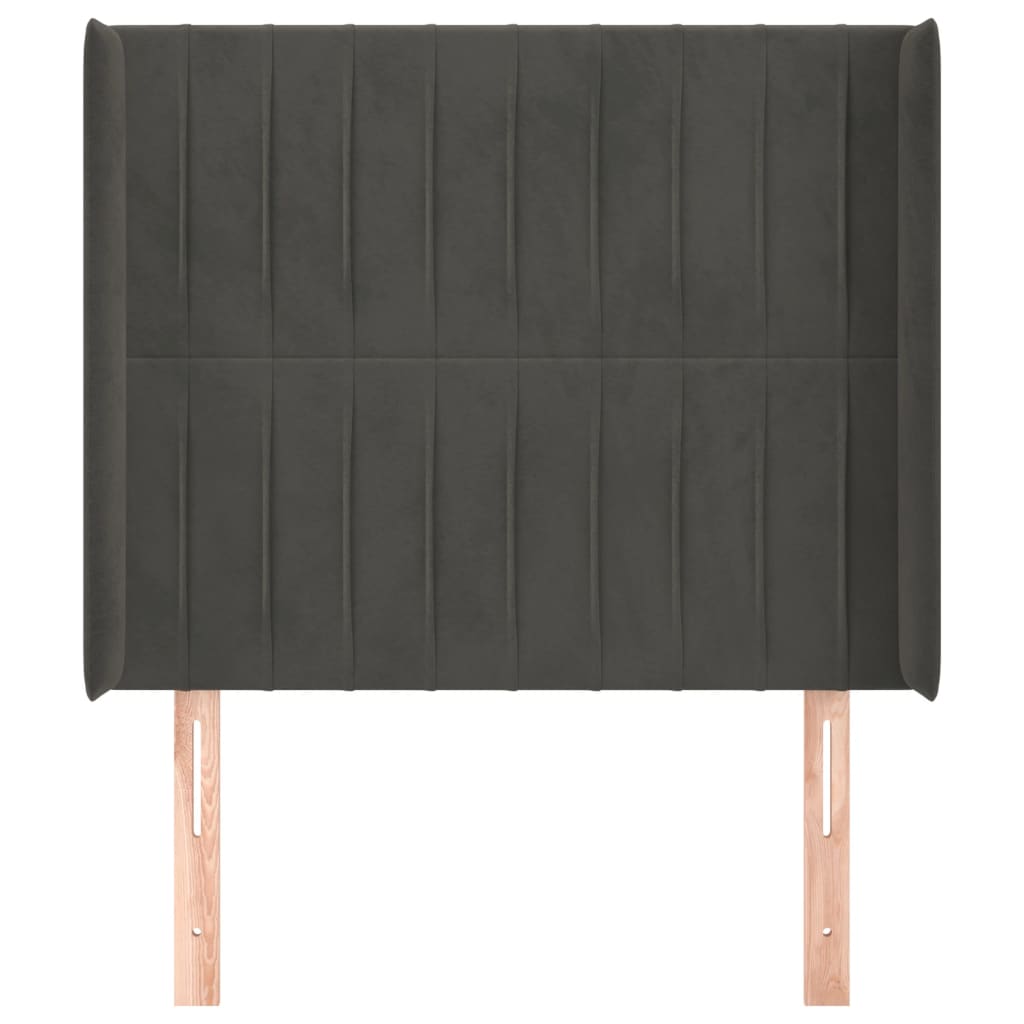 Testiera ad Orecchio-Testata con Orecchie Grigio Scuro 83x16x118/128 cm in Velluto 976024