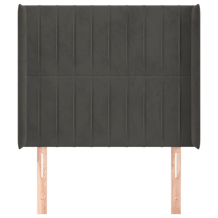 Testiera ad Orecchio-Testata con Orecchie Grigio Scuro 83x16x118/128 cm in Velluto 976024