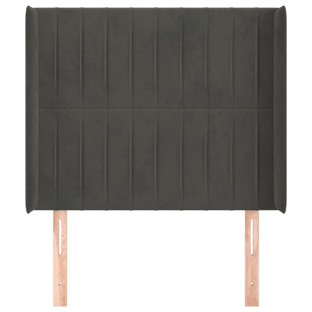 Testiera ad Orecchio-Testata con Orecchie GrigioScuro 103x16x118/128cm in Velluto 690633