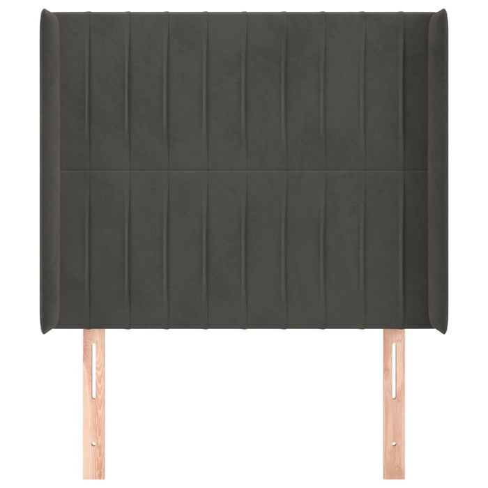 Testiera ad Orecchio-Testata con Orecchie GrigioScuro 103x16x118/128cm in Velluto 690633