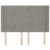 Testiera ad Orecchio-Testata con Orecchie Grigio Chiaro 147x16x118/128 cm in Velluto 320579