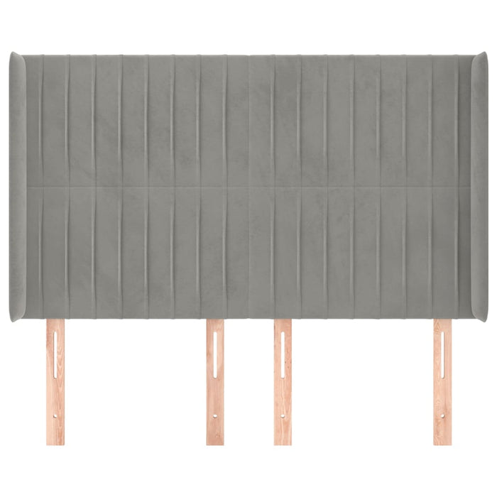 Testiera ad Orecchio-Testata con Orecchie Grigio Chiaro 147x16x118/128 cm in Velluto 320579