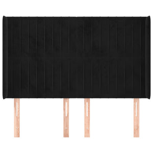 Testiera ad Orecchio Nera 147x16x118/128 cm in Velluto 3119868