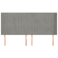 Testiera ad Orecchio-Testata con Orecchie Grigio Chiaro 183x16x118/128 cm in Velluto 246911