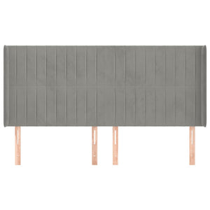 Testiera ad Orecchio-Testata con Orecchie Grigio Chiaro 183x16x118/128 cm in Velluto 246911