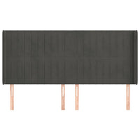 Testiera ad Orecchio-Testata con Orecchie GrigioScuro 183x16x118/128 cm in Velluto 301265