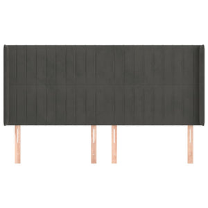 Testiera ad Orecchio-Testata con Orecchie GrigioScuro 183x16x118/128 cm in Velluto 301265