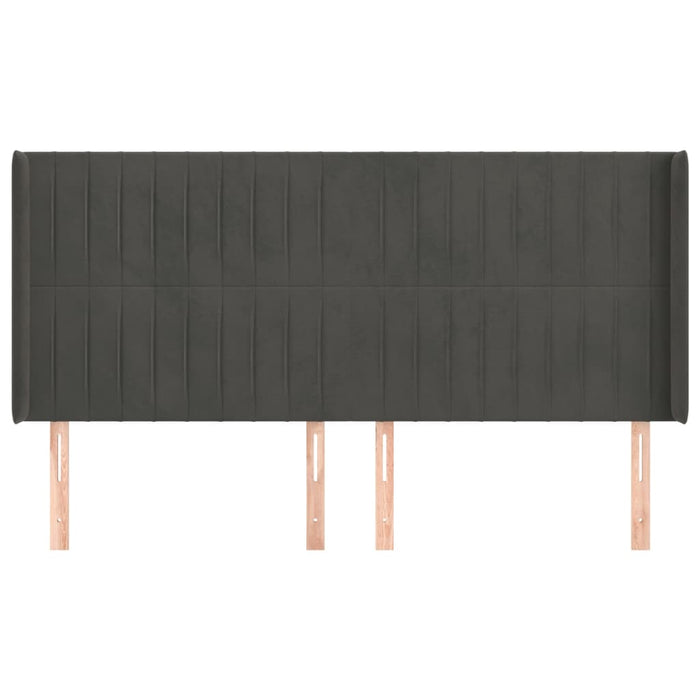 Testiera ad Orecchio-Testata con Orecchie GrigioScuro 183x16x118/128 cm in Velluto 301265