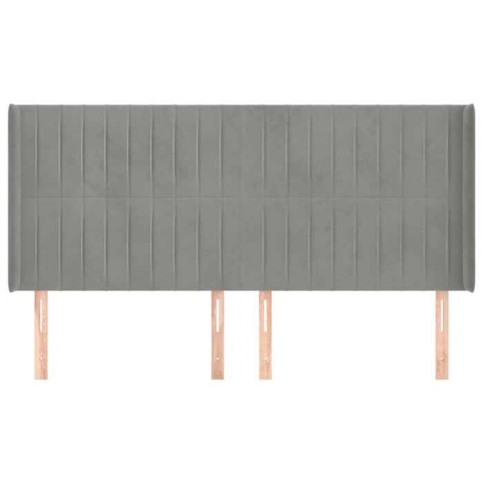 Testiera ad Orecchio-Testata con Orecchie Grigio Chiaro 203x16x118/128 cm in Velluto 584381