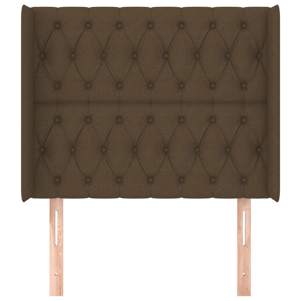 Testiera ad Orecchio-Testata con Orecchie Marrone Scuro 93x16x118/128 cm in Tessuto 576587