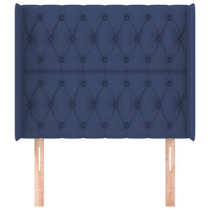 Testiera ad Orecchio-Testata con Orecchie Blu 93x16x118/128 cm in Tessuto 747679