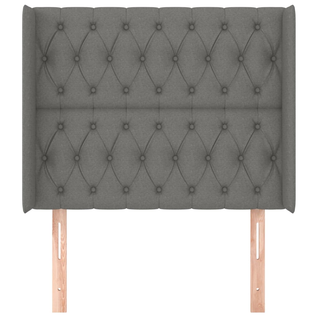 Testiera ad Orecchio-Testata con Orecchie GrigioScuro 103x16x118/128cm inTessuto 856976