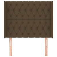 Testiera ad Orecchio-Testata con Orecchie Marrone Scuro 103x16x118/128 cm in Tessuto 303704