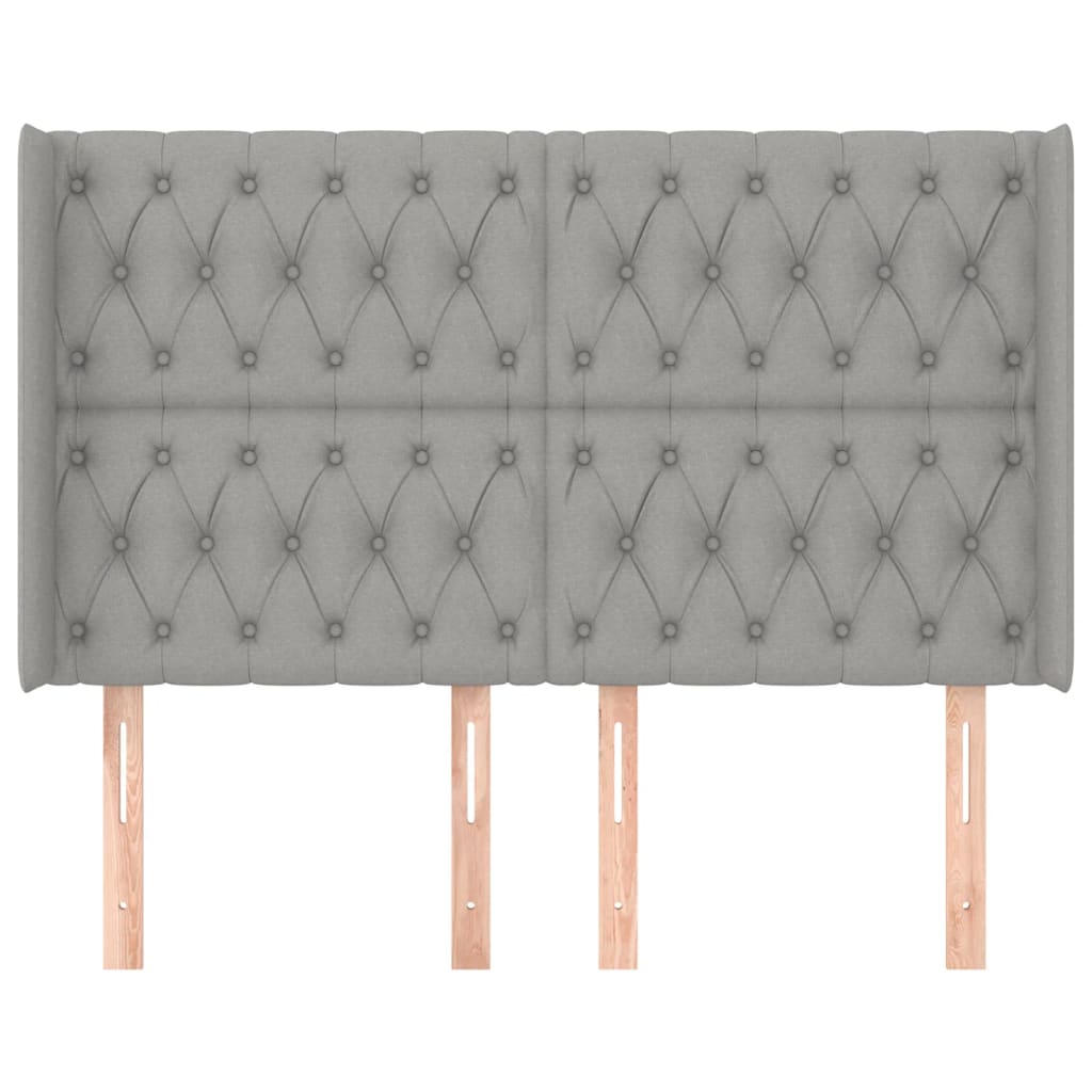 Testiera ad Orecchio-Testata con Orecchie Grigio Chiaro 147x16x118/128 cm in Tessuto 562834