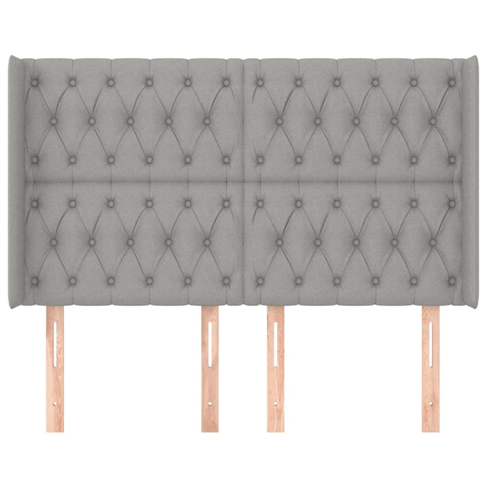 Testiera ad Orecchio-Testata con Orecchie Grigio Chiaro 147x16x118/128 cm in Tessuto 562834