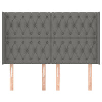 Testiera ad Orecchio-Testata con Orecchie GrigioScuro 163x16x118/128cm inTessuto 744229