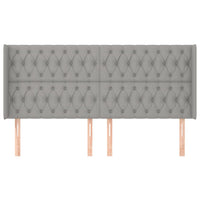 Testiera ad Orecchio-Testata con Orecchie Grigio Chiaro 183x16x118/128 cm in Tessuto 466396