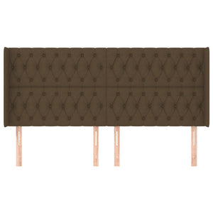 Testiera ad Orecchio-Testata con Orecchie Marrone Scuro 183x16x118/128 cm in Tessuto 104887