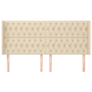 Testiera ad Orecchio Crema 183x16x118/128 cm in Tessuto