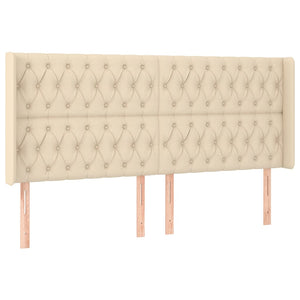 Testiera ad Orecchio-Testata con Orecchie Crema 203x23x118/128 cm in Tessuto 556126