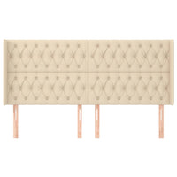 Testiera ad Orecchio-Testata con Orecchie Crema 203x23x118/128 cm in Tessuto 556126