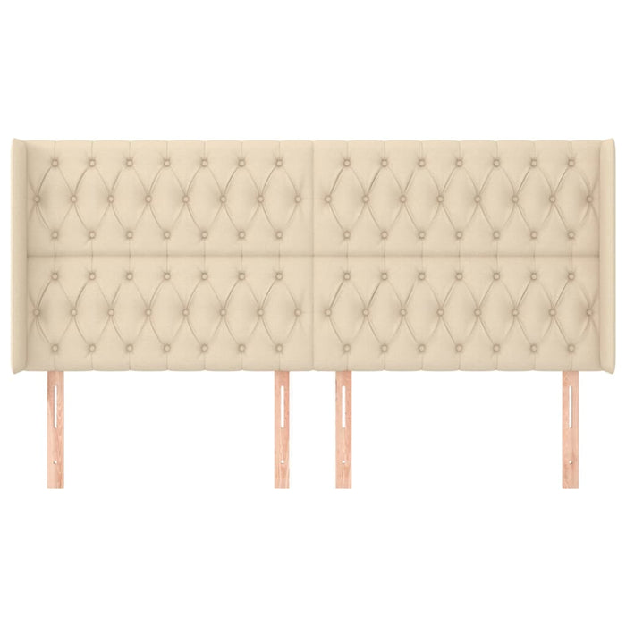 Testiera ad Orecchio-Testata con Orecchie Crema 203x23x118/128 cm in Tessuto 556126