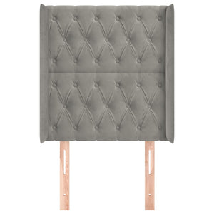 Testiera ad Orecchio-Testata con Orecchie Grigio Chiaro 83x16x118/128 cm in Velluto 664811