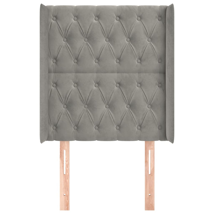 Testiera ad Orecchio-Testata con Orecchie Grigio Chiaro 83x16x118/128 cm in Velluto 664811