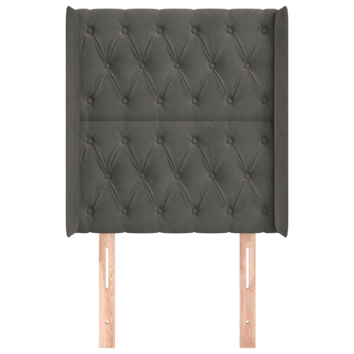 Testiera ad Orecchio-Testata con Orecchie Grigio Scuro 83x16x118/128 cm in Velluto 852810