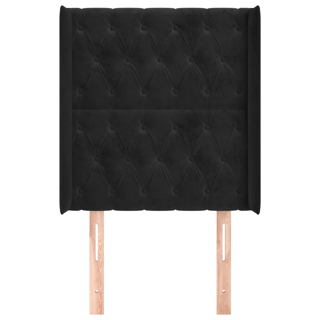 Testiera ad Orecchio Nera 83x16x118/128 cm in Velluto 3119948