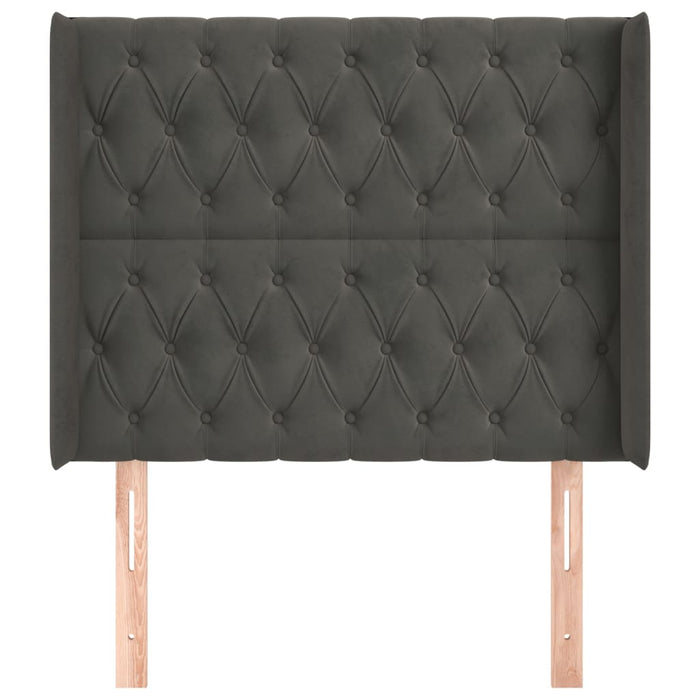 Testiera ad Orecchio-Testata con Orecchie Grigio Scuro 93x16x118/128 cm in Velluto 972596