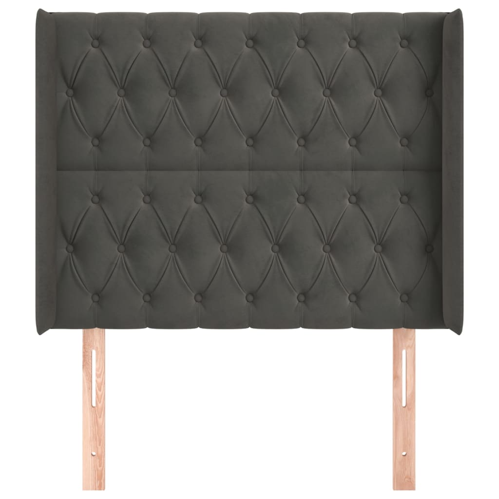 Testiera ad Orecchio-Testata con Orecchie GrigioScuro 103x16x118/128cm in Velluto 987206