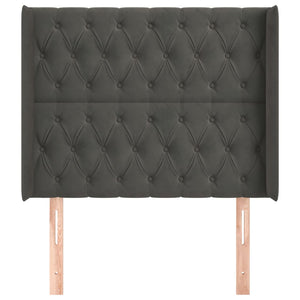 Testiera ad Orecchio-Testata con Orecchie GrigioScuro 103x16x118/128cm in Velluto 987206