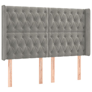 Testiera ad Orecchio-Testata con Orecchie Grigio Chiaro 147x16x118/128 cm in Velluto 438284