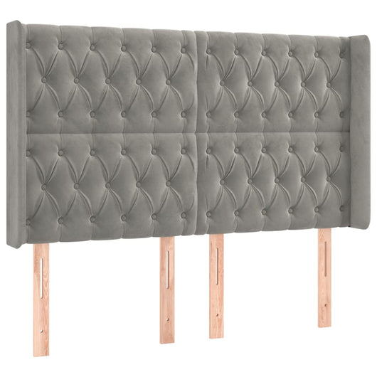 Testiera ad Orecchio Grigio Chiaro 147x16x118/128 cm in Velluto 3119964