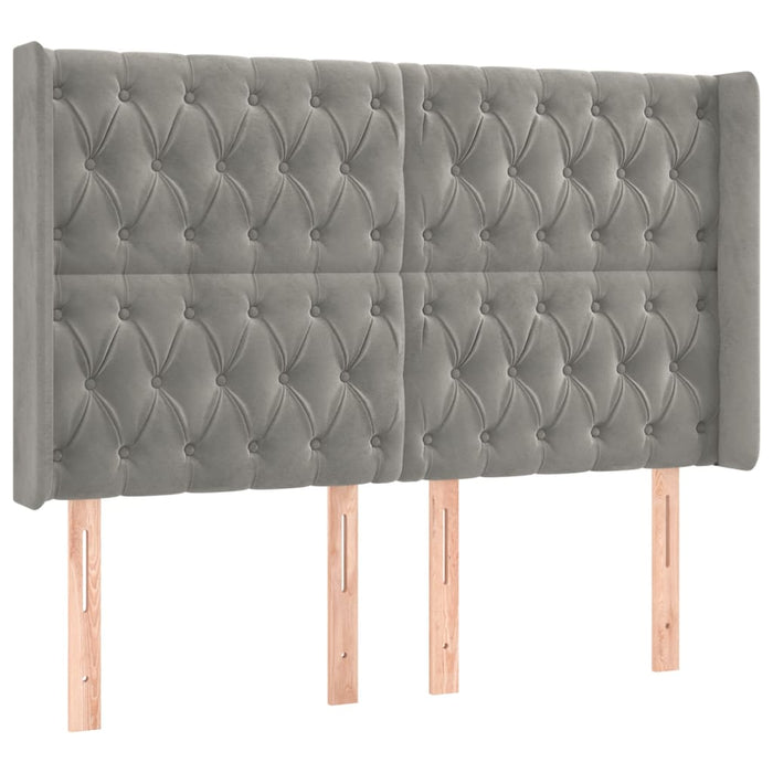 Testiera ad Orecchio Grigio Chiaro 147x16x118/128 cm in Velluto 3119964