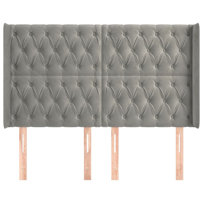 Testiera ad Orecchio Grigio Chiaro 147x16x118/128 cm in Velluto 3119964