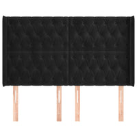 Testiera ad Orecchio Nera 147x16x118/128 cm in Velluto 3119966