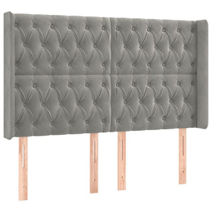 Testiera ad Orecchio-Testata con Orecchie Grigio Chiaro 163x16x118/128 cm in Velluto 174414