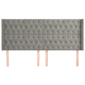 Testiera ad Orecchio Grigio Chiaro 183x16x118/128 cm in Velluto 3119976