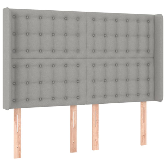 Testiera ad Orecchio-Testata con Orecchie Grigio Chiaro 147x16x118/128 cm in Tessuto 443378