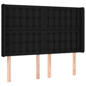 Testiera ad Orecchio-Testata con Orecchie Nera 147x16x118/128 cm in Tessuto 776656