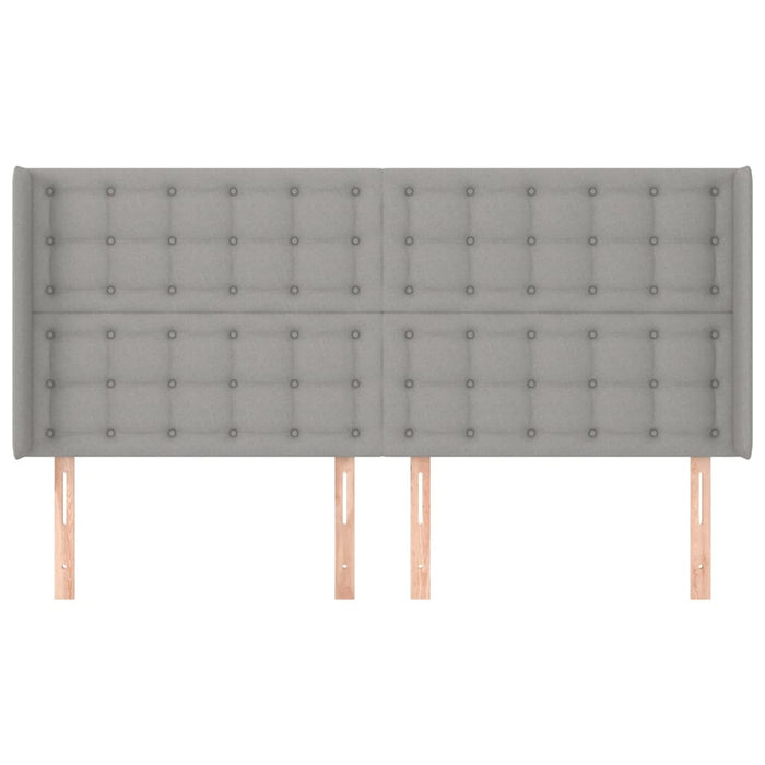 Testiera ad Orecchio-Testata con Orecchie Grigio Chiaro 183x16x118/128 cm in Tessuto 387475