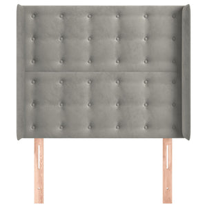 Testiera ad Orecchio-Testata con Orecchie Grigio Chiaro 83x16x118/128 cm in Velluto 726359