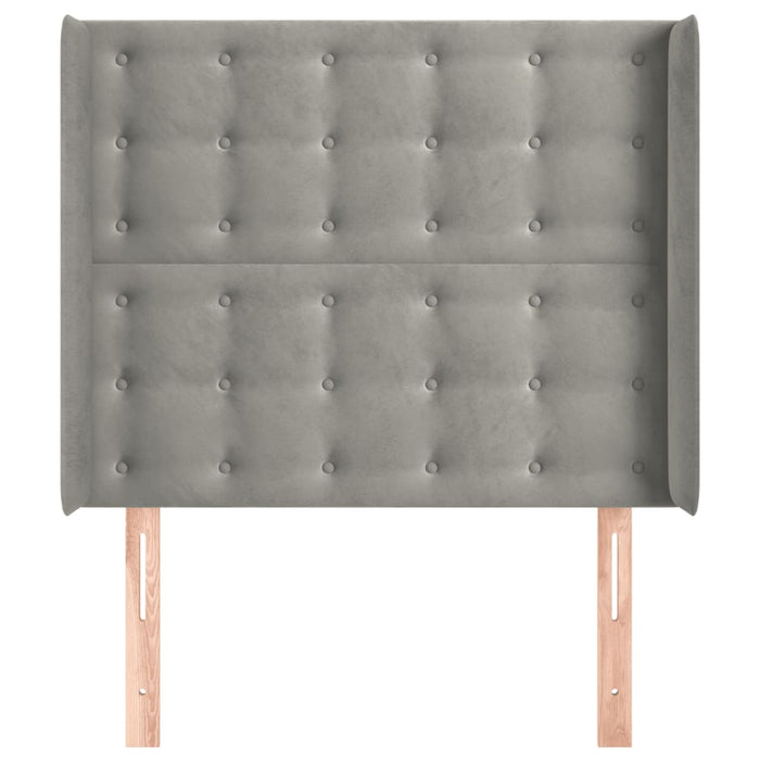 Testiera ad Orecchio-Testata con Orecchie Grigio Chiaro 83x16x118/128 cm in Velluto 726359