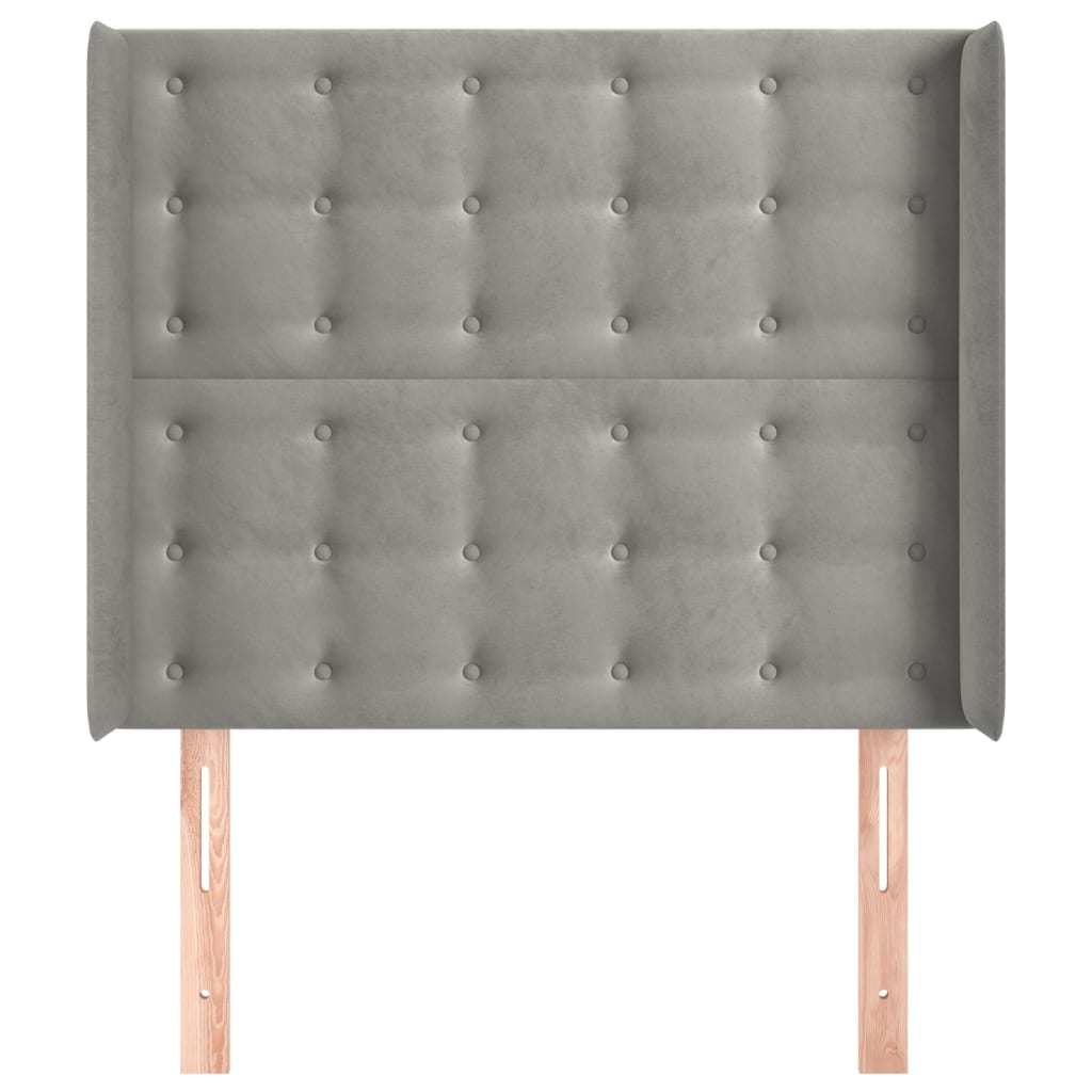 Testiera ad Orecchio-Testata con Orecchie Grigio Chiaro 93x16x118/128 cm in Velluto 631993