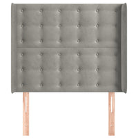 Testiera ad Orecchio-Testata con Orecchie Grigio Chiaro 103x16x118/128 cm in Velluto 574653