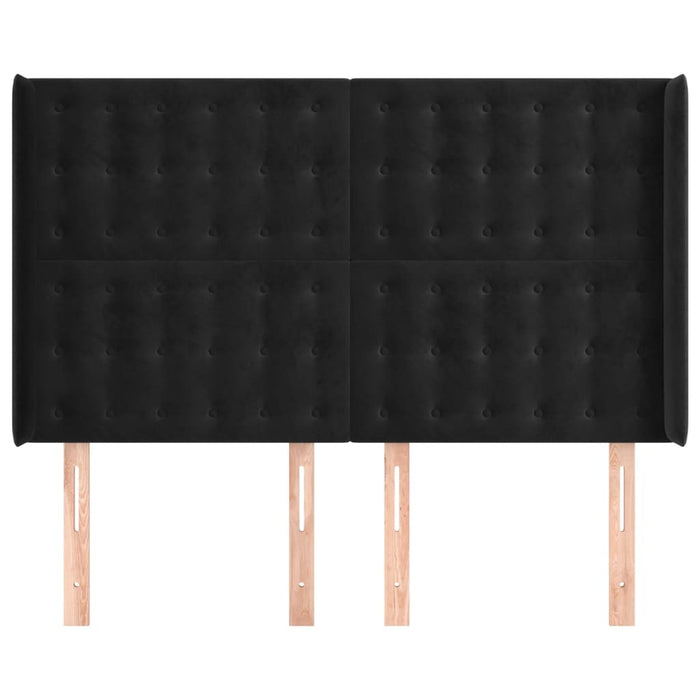 Testiera ad Orecchio Nera 147x16x118/128 cm in Velluto 3120064